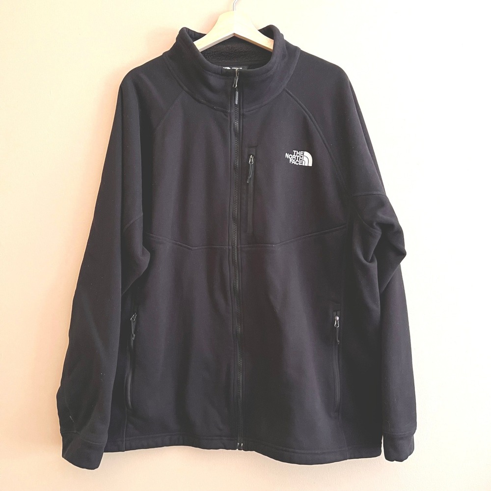 The North Face Mens XXL Black Full Zip Softshell Fleece Lined Jacket‎ Raglan